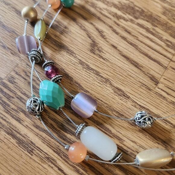 LIA SOPHIA Triple Strand Colorful Stone And Silver Necklace EVENT READY! - Picture 3 of 8